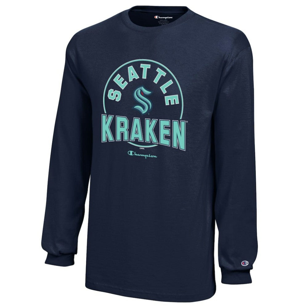 NHL Seattle Kraken Champion Youth Long-Sleeve Jersey T-Shirt - Deep Sea Blue