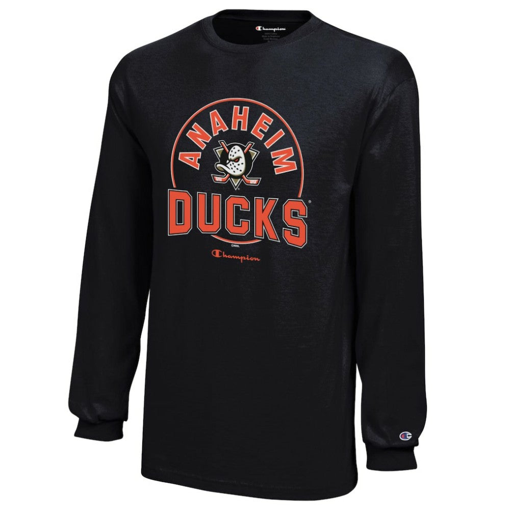 NHL Anaheim Ducks Champion Youth Long-Sleeve Jersey T-Shirt - Black