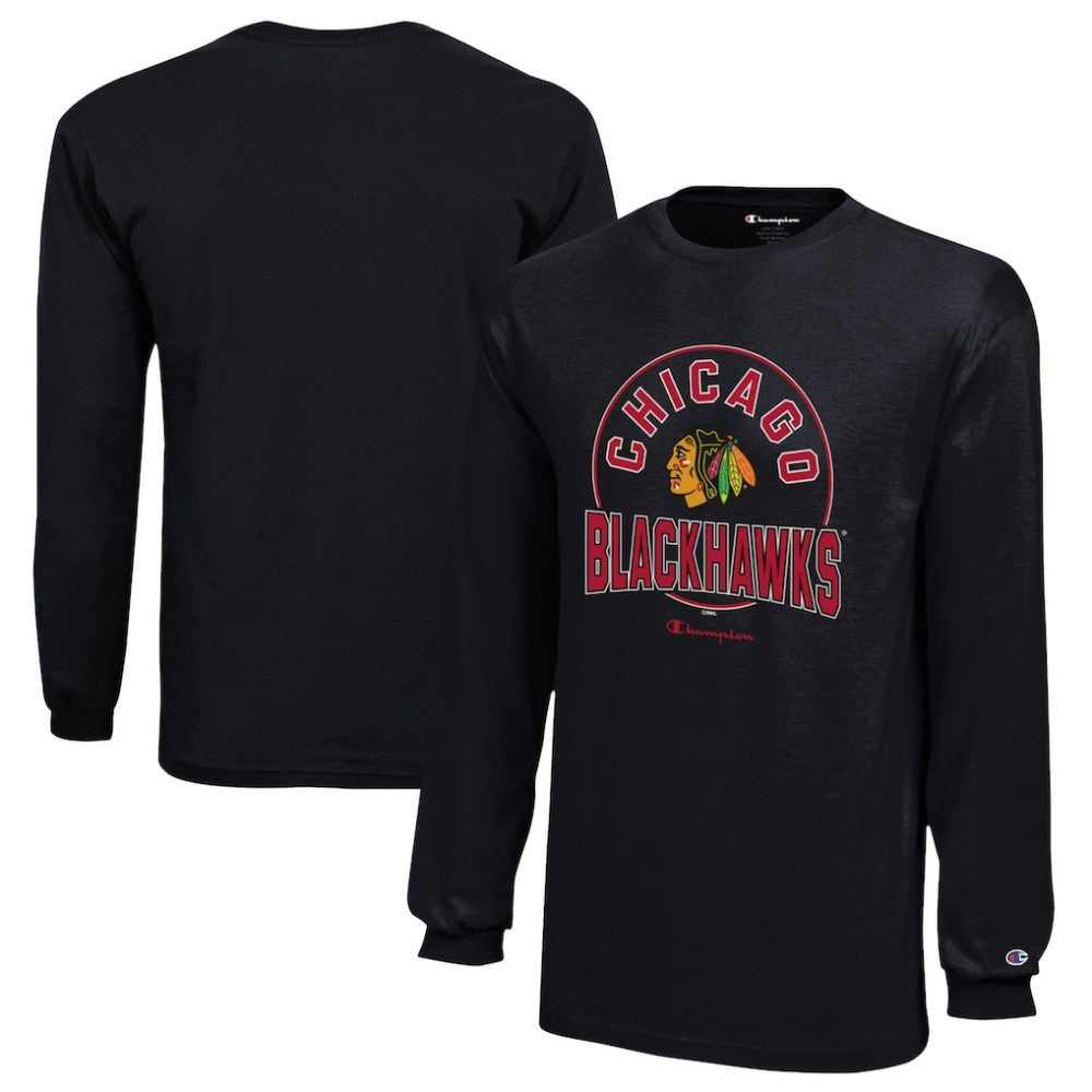 NHL Chicago Blackhawks Champion Youth Long-Sleeve Jersey T-Shirt - Black