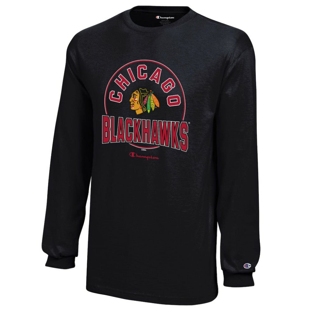 NHL Chicago Blackhawks Champion Youth Long-Sleeve Jersey T-Shirt - Black