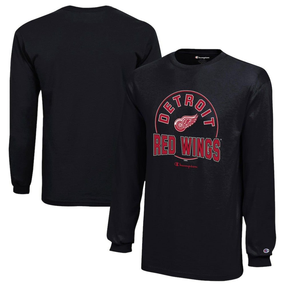 NHL Detroit Red Wings Champion Youth Long-Sleeve Jersey T-Shirt - Black