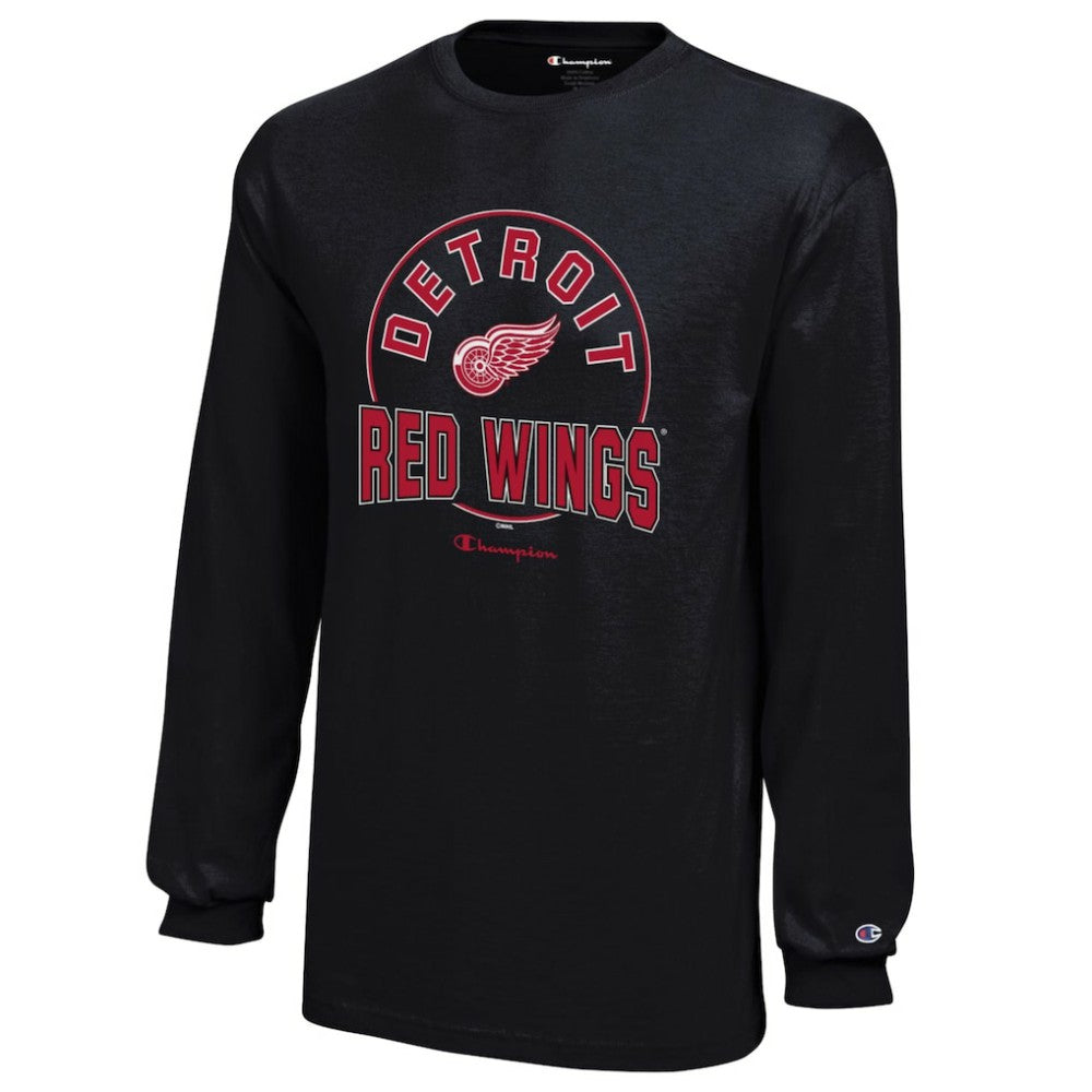 NHL Detroit Red Wings Champion Youth Long-Sleeve Jersey T-Shirt - Black