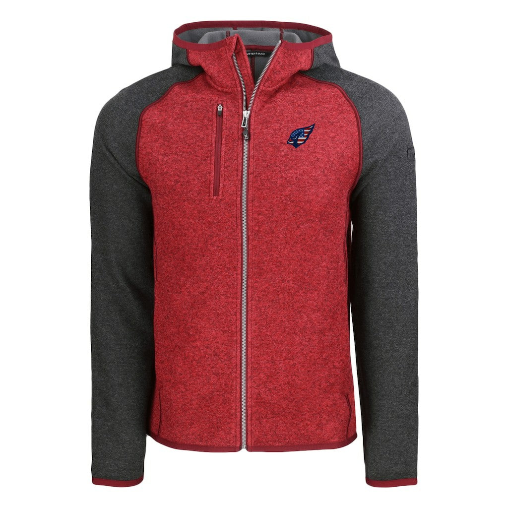 Arizona Cardinals Cutter & Buck Americana Mainsail Full-Zip Hooded Jacket Heather Cardinal/Heather Charcoal