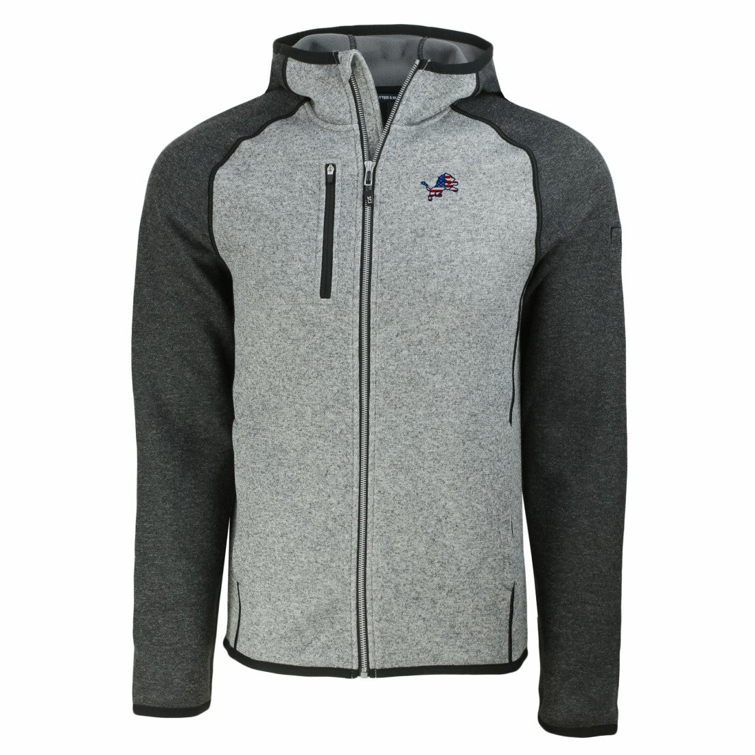 Detroit Lions Cutter & Buck Americana Mainsail Full-Zip Hooded Jacket Heather Gray/Heather Charcoal