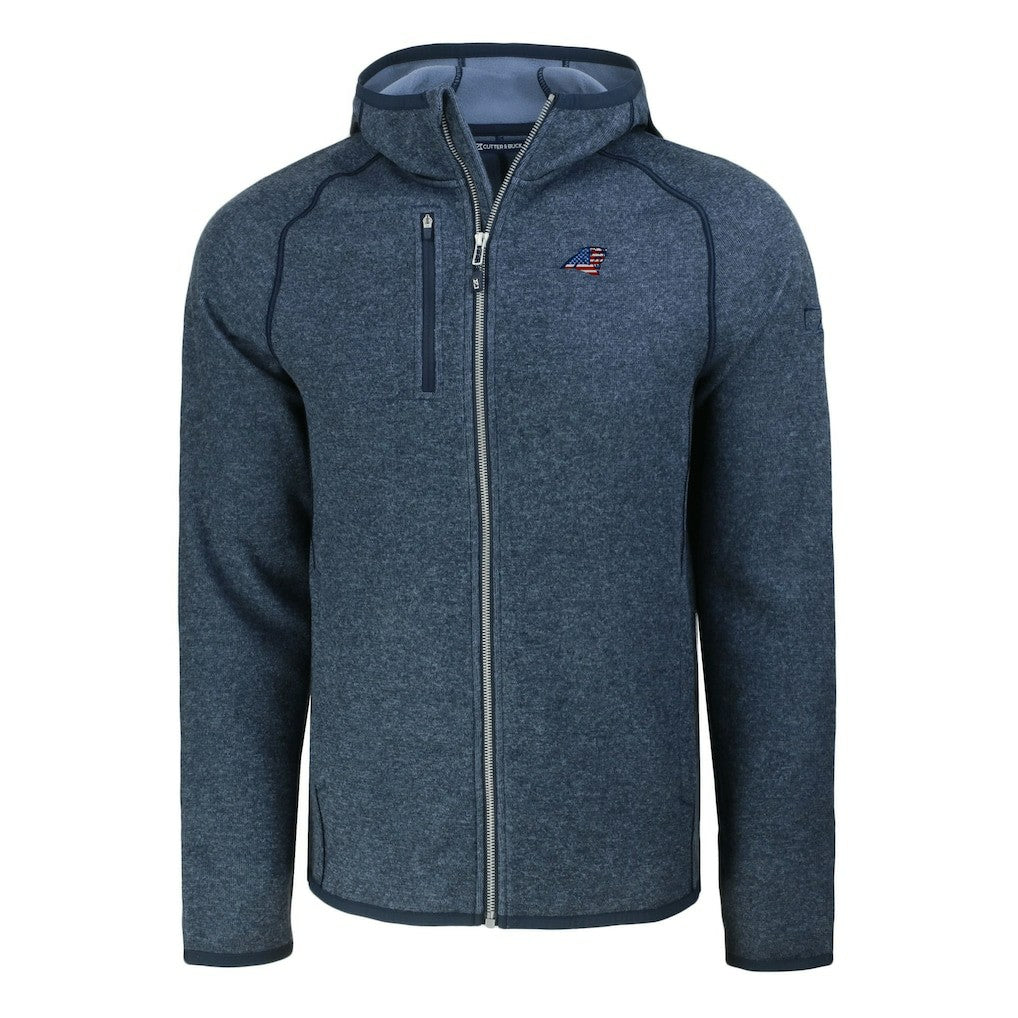 Carolina Panthers Cutter & Buck Americana Mainsail Full-Zip Hooded Jacket Heather Navy