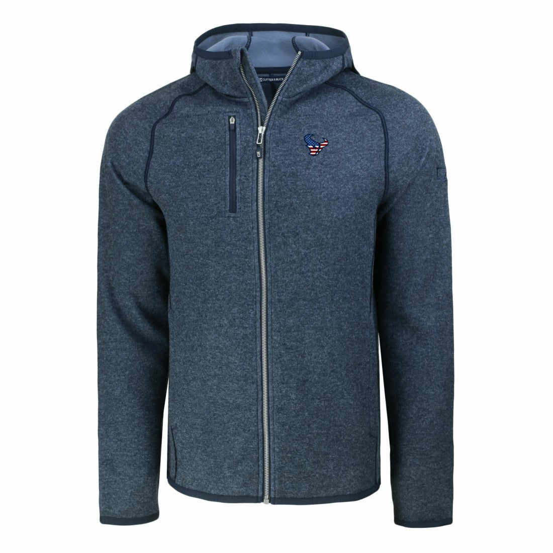 Houston Texans Cutter & Buck Americana Mainsail Full-Zip Hooded Jacket Heather Navy