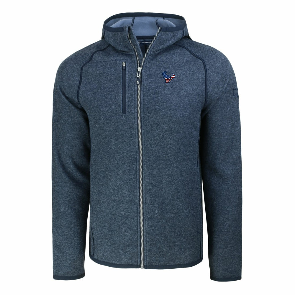 Houston Texans Cutter & Buck Americana Mainsail Full-Zip Hooded Jacket Heather Navy