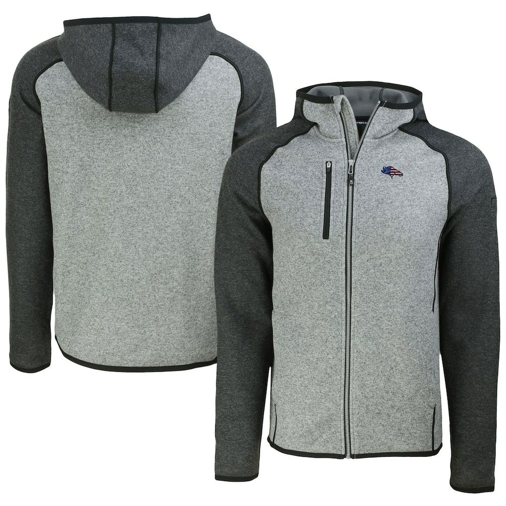 Denver Broncos Cutter & Buck Americana Mainsail Full-Zip Hooded Jacket Heather Gray/Heather Charcoal