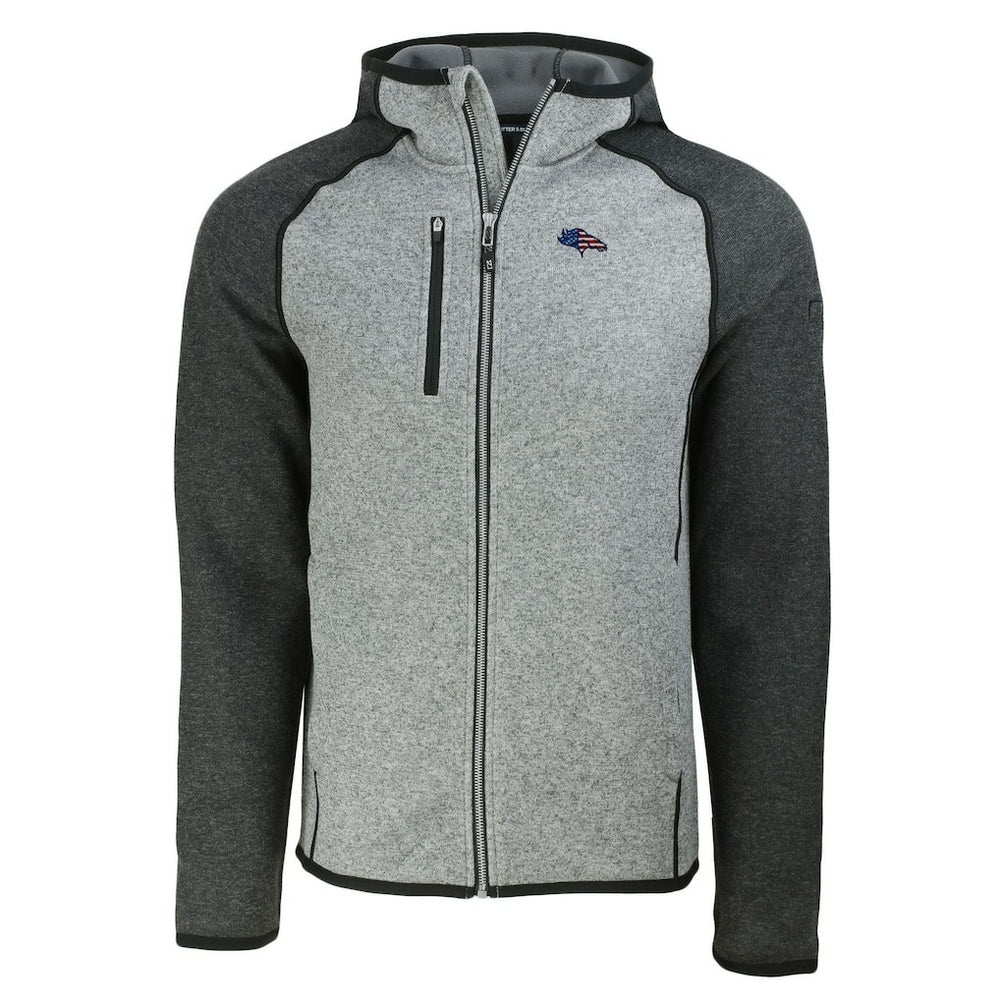 Denver Broncos Cutter & Buck Americana Mainsail Full-Zip Hooded Jacket Heather Gray/Heather Charcoal