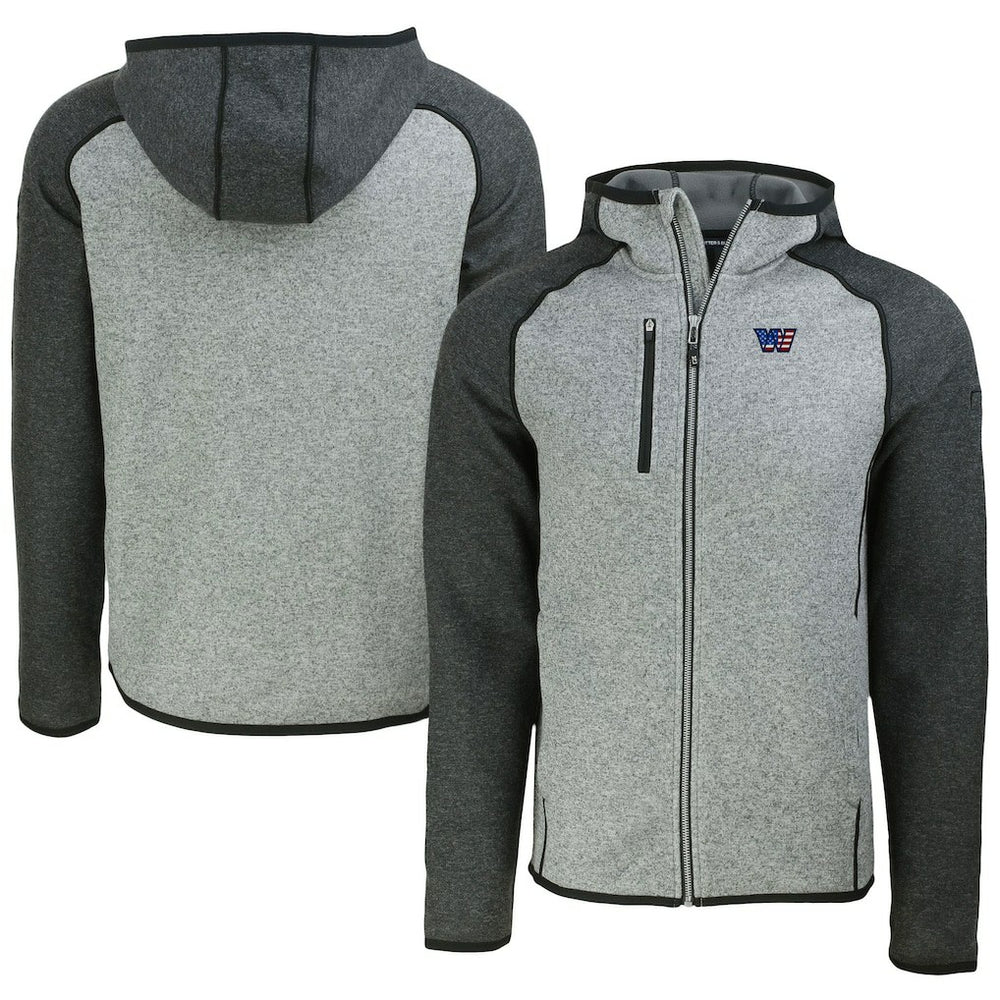 Washington Commanders Cutter & Buck Americana Mainsail Full-Zip Hooded Jacket Heather Gray/Heather Charcoal