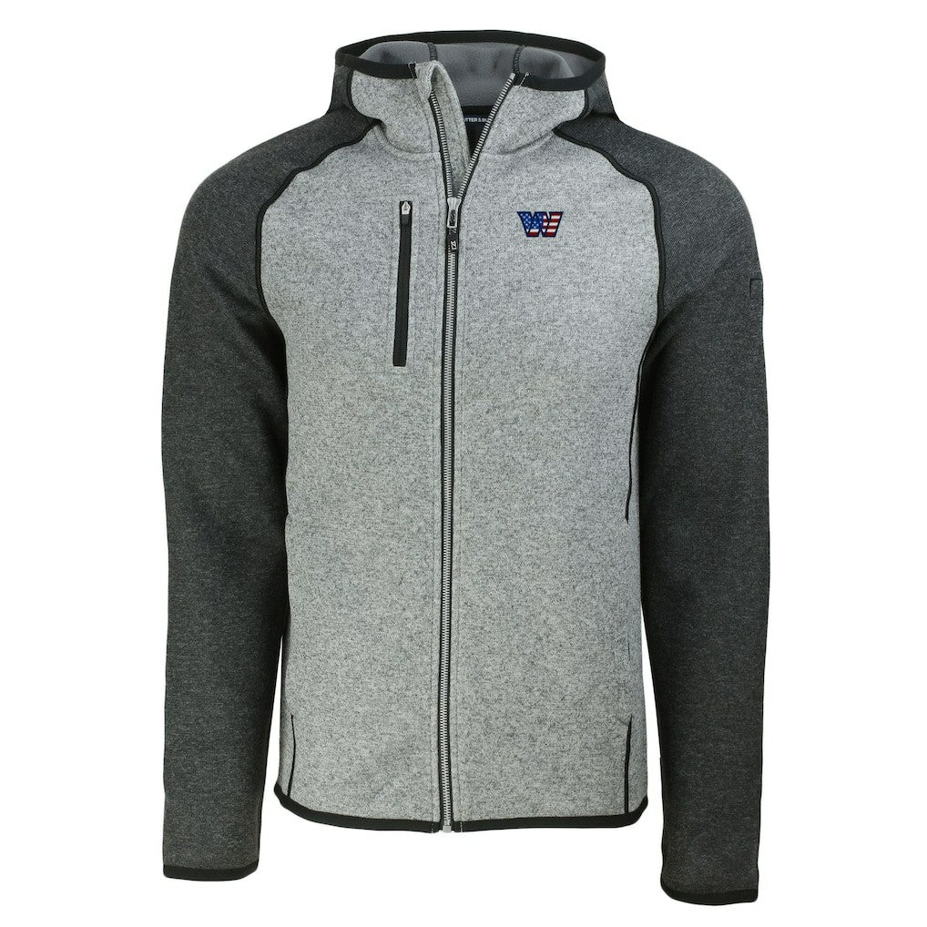 Washington Commanders Cutter & Buck Americana Mainsail Full-Zip Hooded Jacket Heather Gray/Heather Charcoal