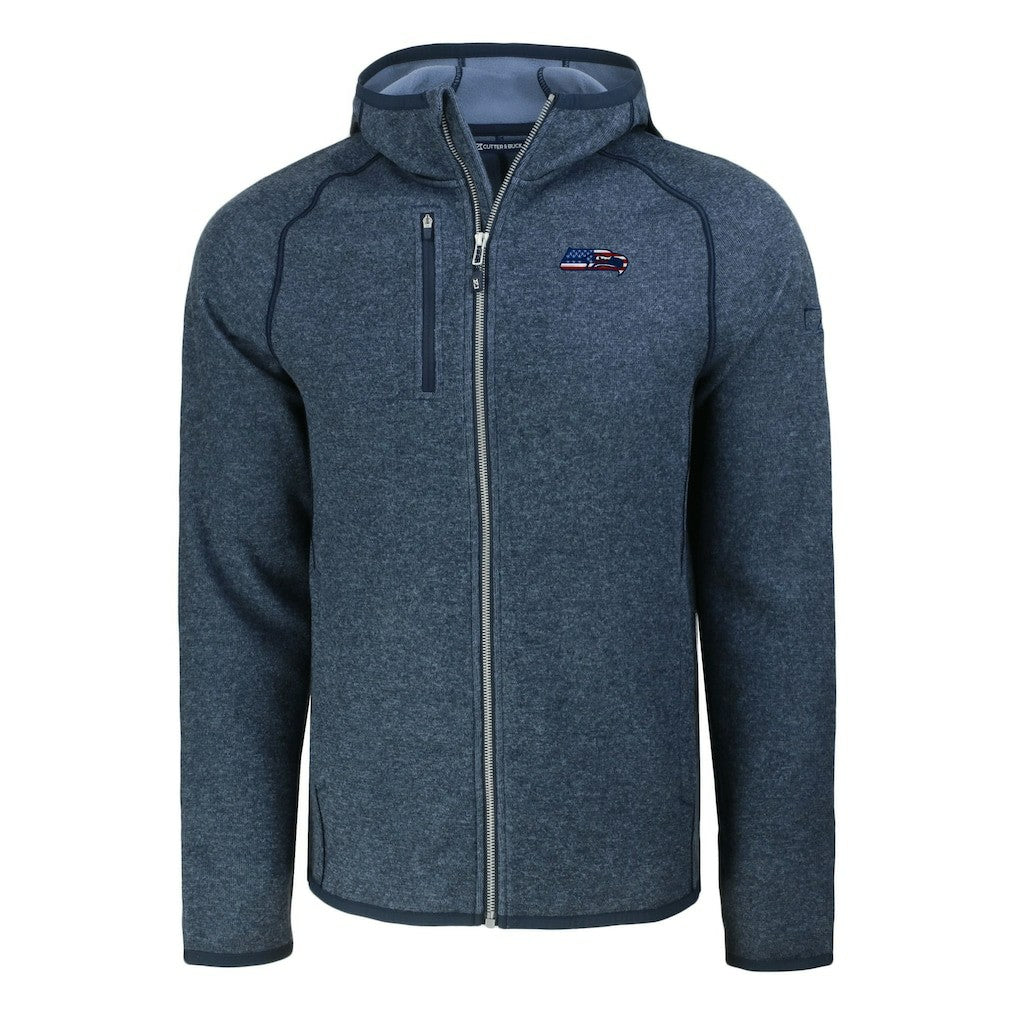 Seattle Seahawks Cutter & Buck Americana Mainsail Full-Zip Hooded Jacket Heather College Navy