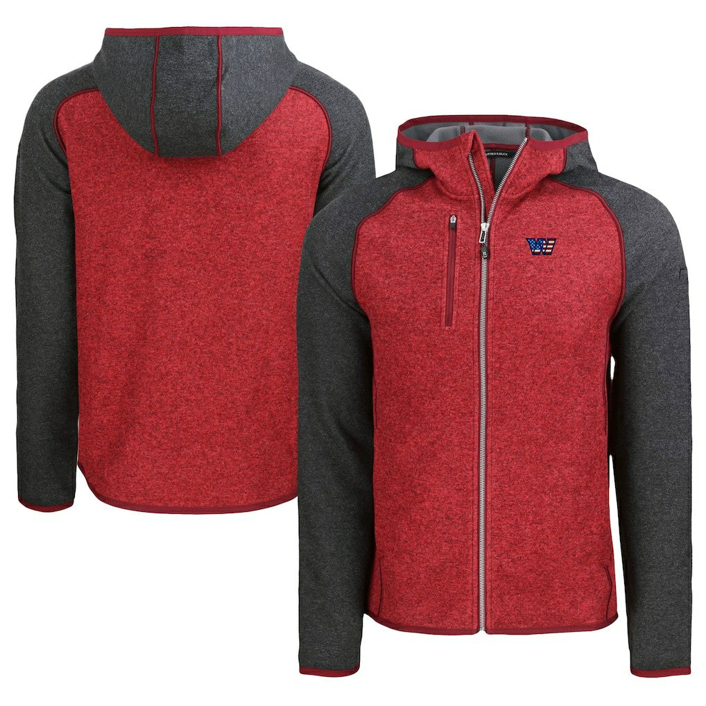 Washington Commanders Cutter & Buck Americana Mainsail Full-Zip Hooded Jacket Heather Red/Heather Charcoal