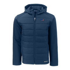 Washington Commanders Cutter & Buck Big & Tall Americana Evoke Hybrid Eco Softshell Recycled Full-Zip Hooded Jacket Navy