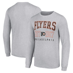 NHL Philadelphia Flyers Starter Retro Graphic Long Sleeve Crew T-Shirt - Heather Gray