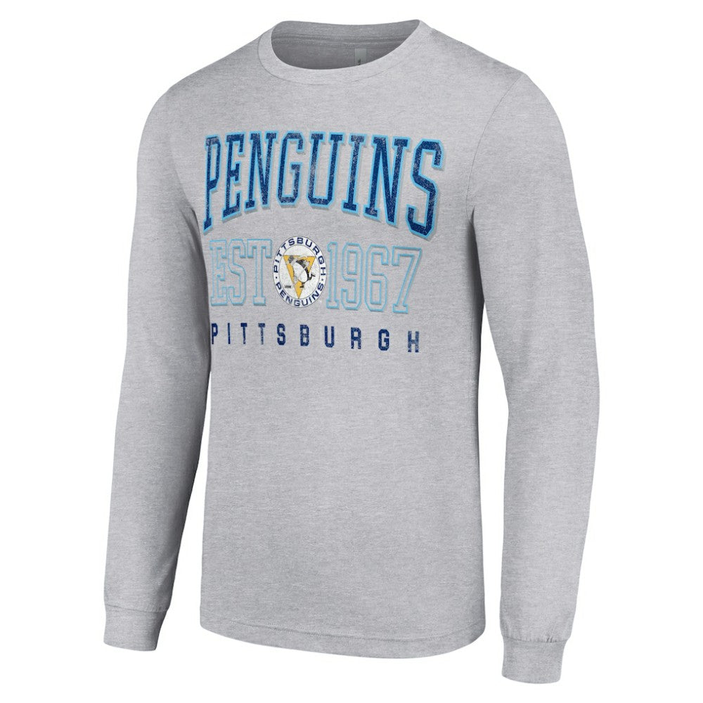 NHL Pittsburgh Penguins Starter Retro Graphic Long Sleeve Crew T-Shirt - Heather Gray