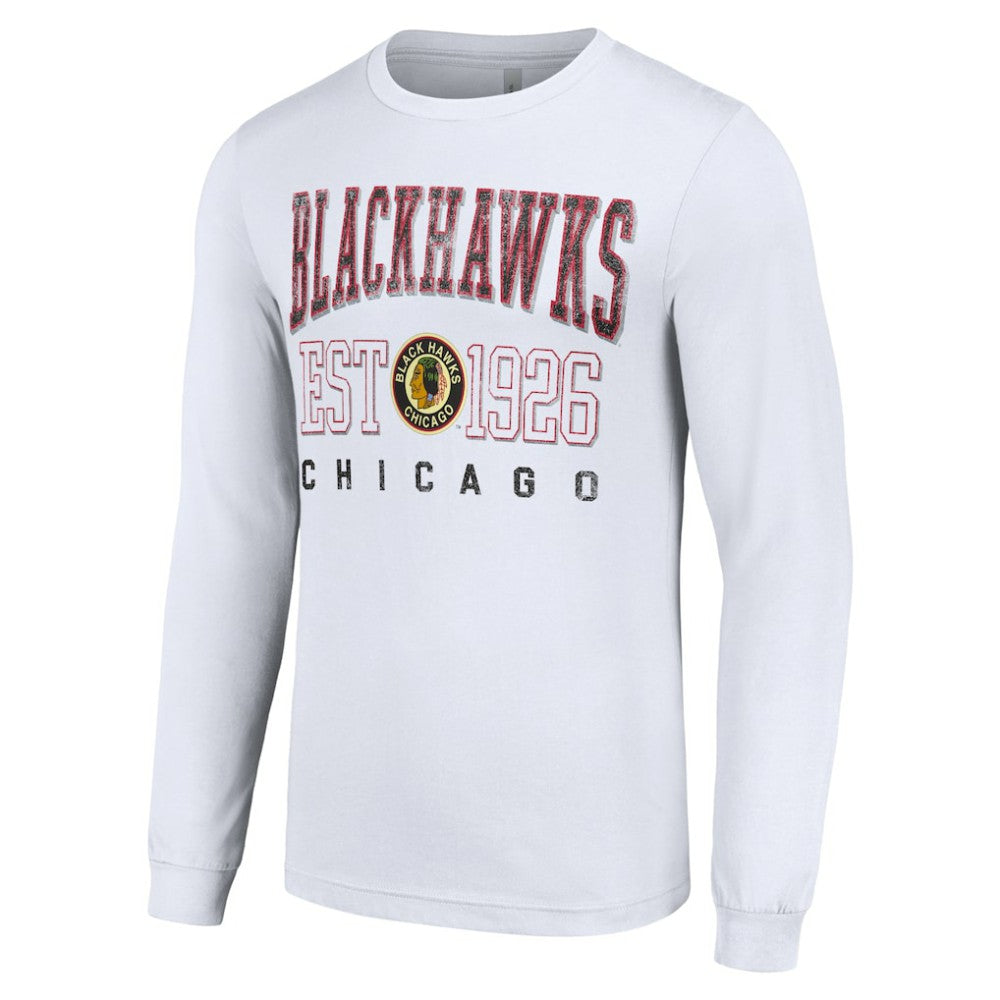 NHL Chicago Blackhawks Starter Retro Graphic Long Sleeve Crew T-Shirt - White