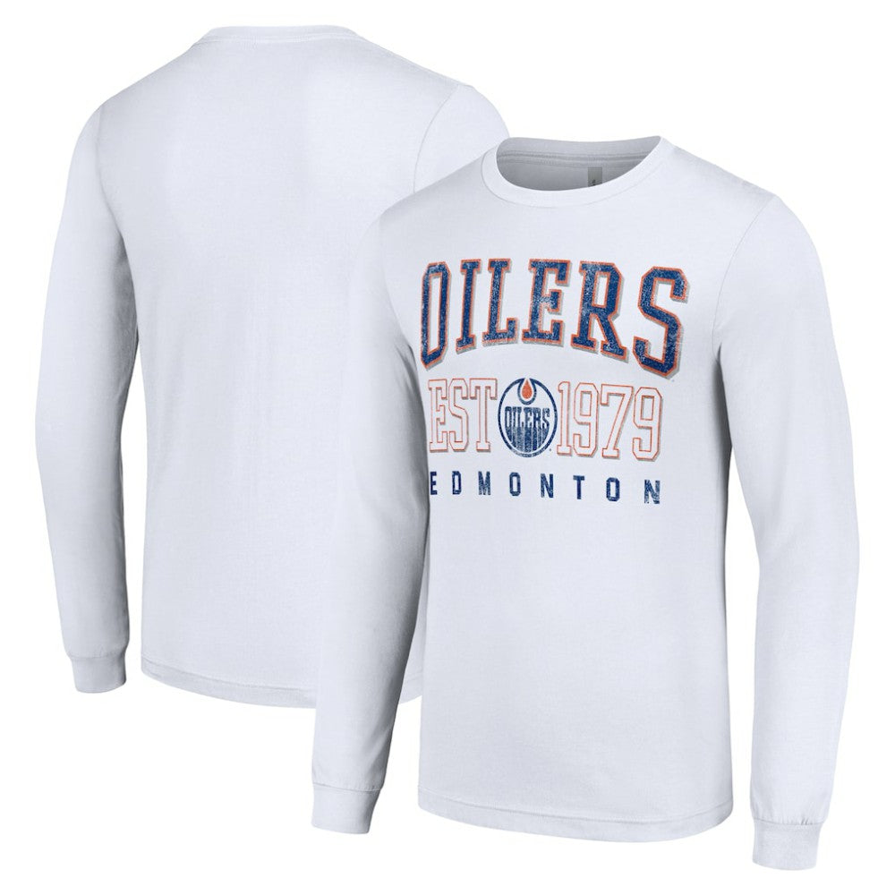 NHL Edmonton Oilers Starter Retro Graphic Long Sleeve Crew T-Shirt - White