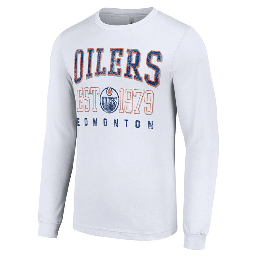 NHL Edmonton Oilers Starter Retro Graphic Long Sleeve Crew T-Shirt - White
