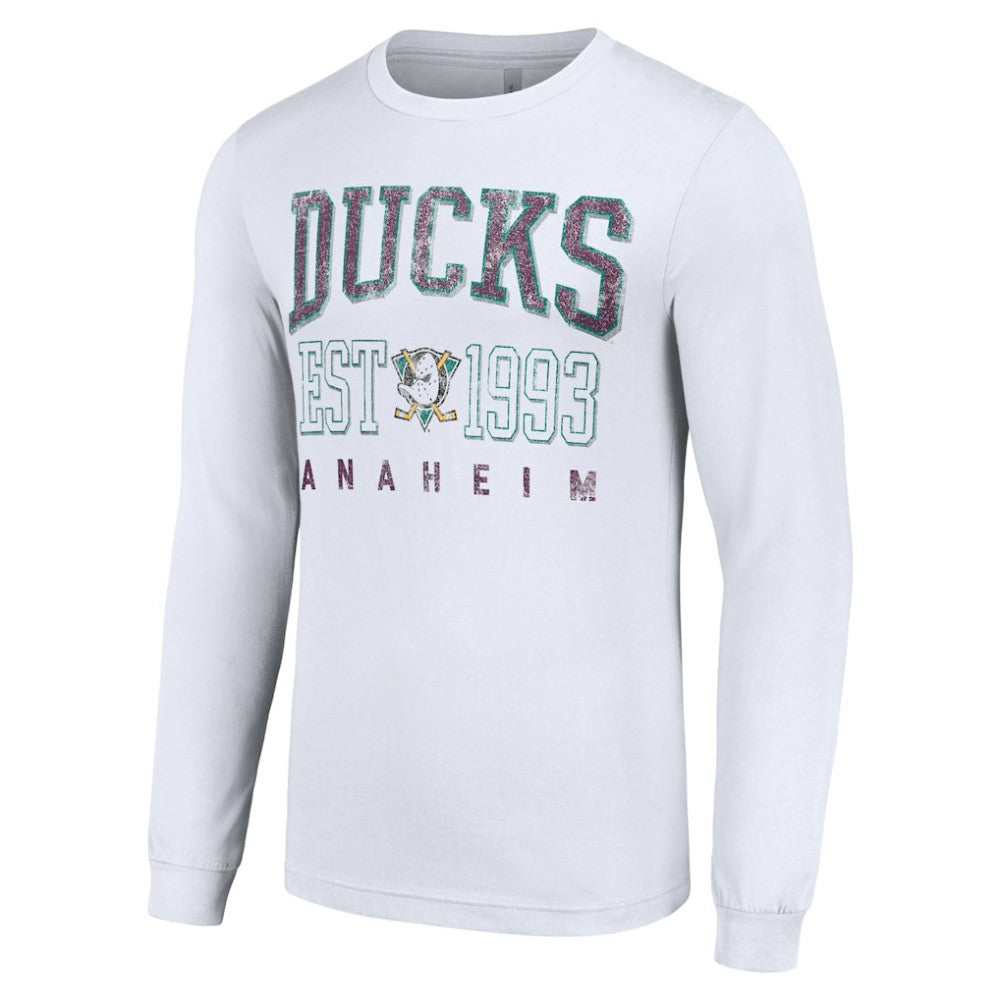 NHL Anaheim Ducks Starter Retro Graphic Long Sleeve Crew T-Shirt - White