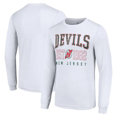 NHL New Jersey Devils Starter Retro Graphic Long Sleeve Crew T-Shirt - White