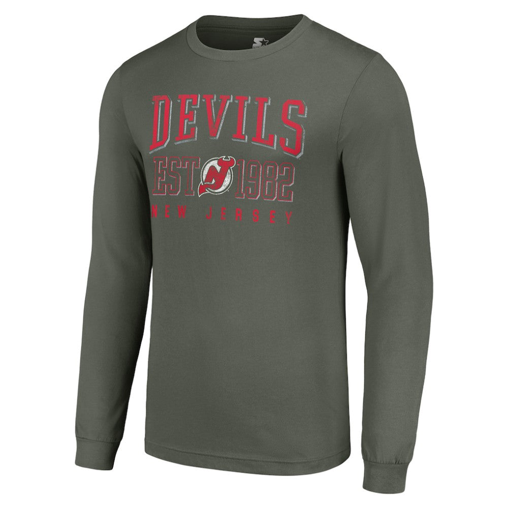 NHL New Jersey Devils Starter Retro Graphic Long Sleeve Crew T-Shirt - Green