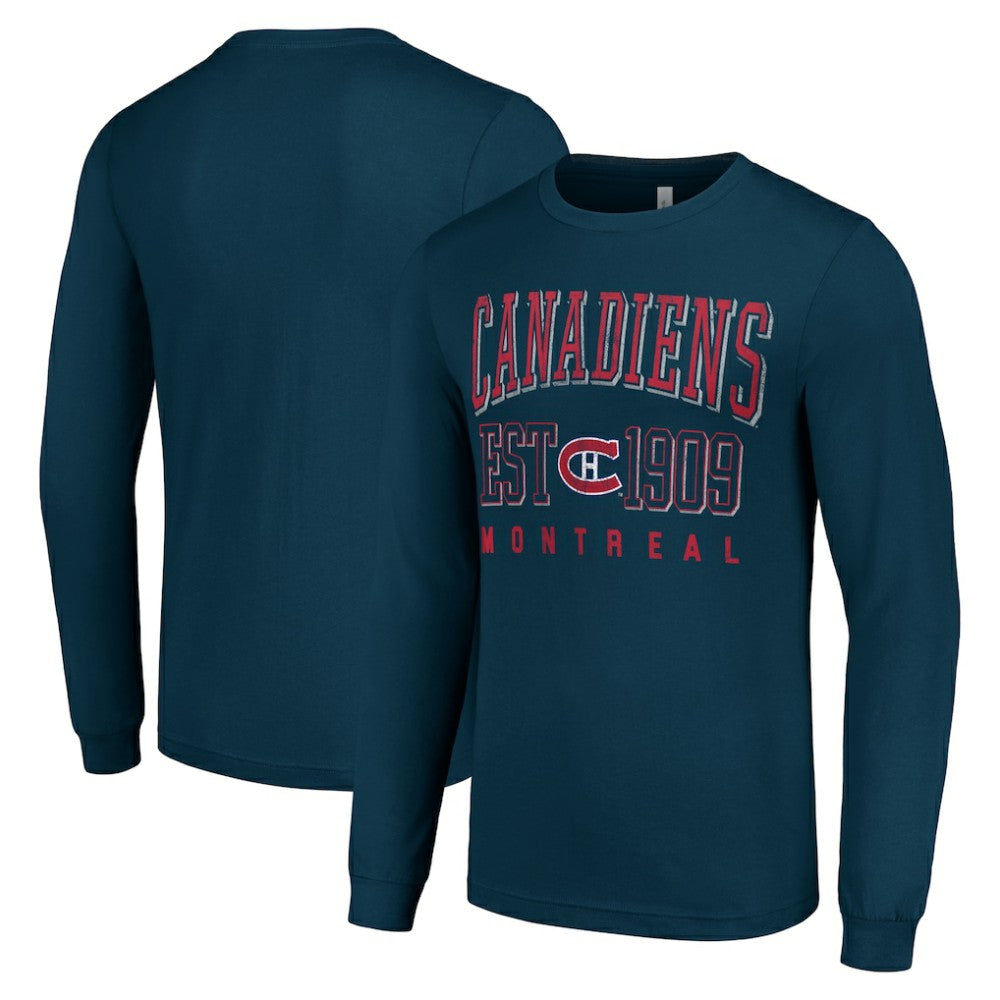 NHL Montreal Canadiens Starter Retro Graphic Long Sleeve Crew T-Shirt - Navy