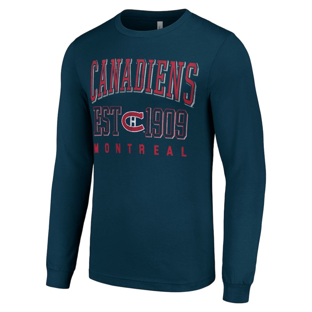 NHL Montreal Canadiens Starter Retro Graphic Long Sleeve Crew T-Shirt - Navy