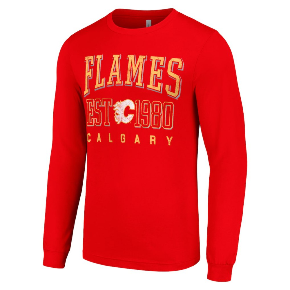 NHL Calgary Flames Starter Retro Graphic Long Sleeve Crew T-Shirt - Red