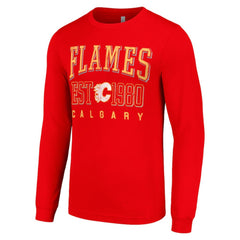NHL Calgary Flames Starter Retro Graphic Long Sleeve Crew T-Shirt - Red