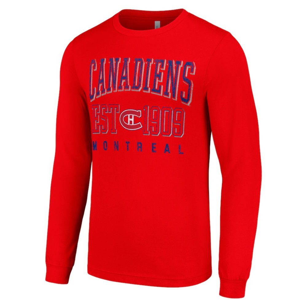 NHL Montreal Canadiens Starter Retro Graphic Long Sleeve Crew T-Shirt - Red