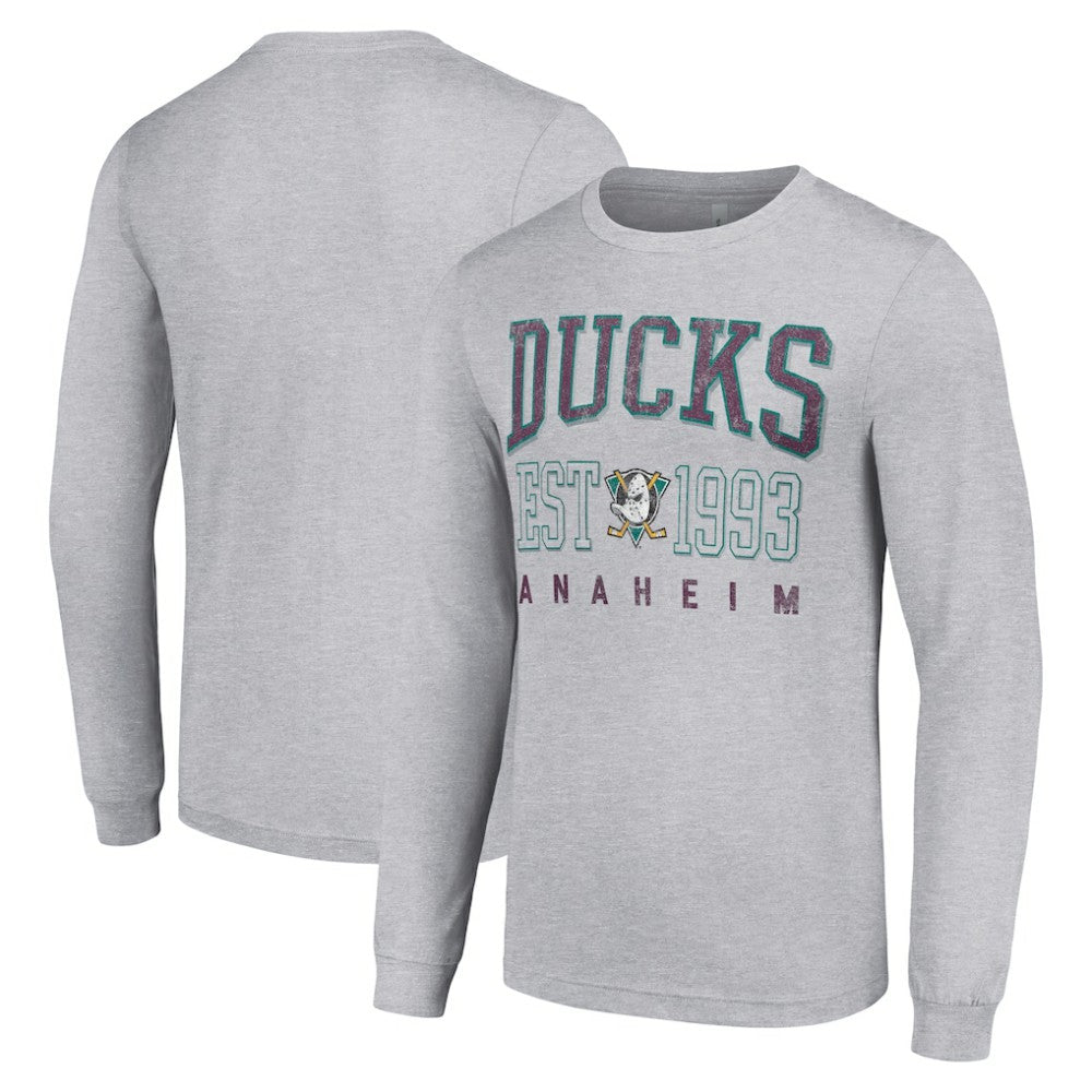 NHL Anaheim Ducks Starter Retro Graphic Long Sleeve Crew T-Shirt - Heather Gray