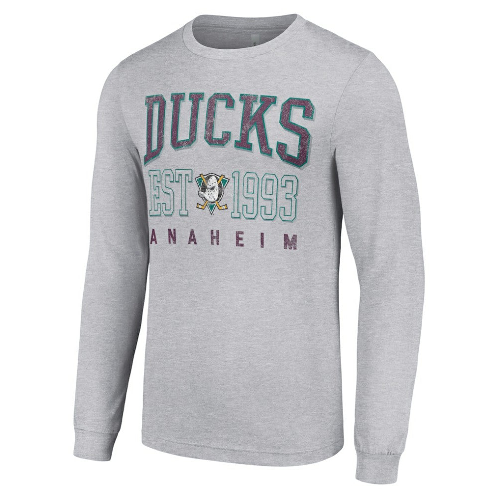 NHL Anaheim Ducks Starter Retro Graphic Long Sleeve Crew T-Shirt - Heather Gray