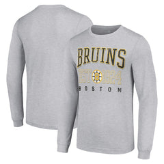 NHL Boston Bruins Starter Retro Graphic Long Sleeve Crew T-Shirt - Heather Gray