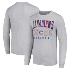NHL Montreal Canadiens Starter Retro Graphic Long Sleeve Crew T-Shirt - Heather Gray