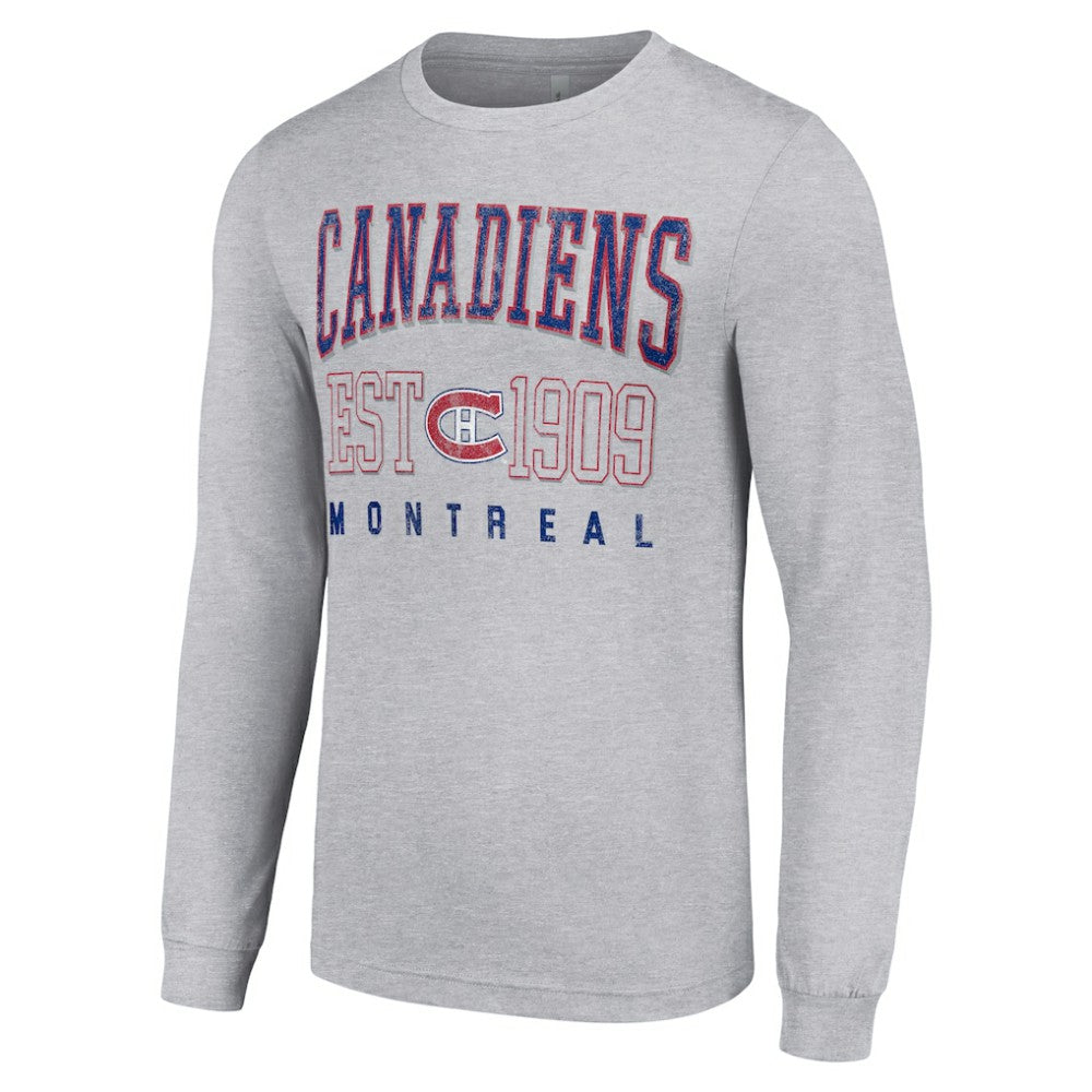 NHL Montreal Canadiens Starter Retro Graphic Long Sleeve Crew T-Shirt - Heather Gray