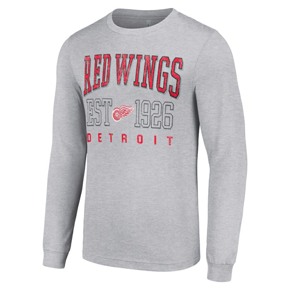 NHL Detroit Red Wings Starter Retro Graphic Long Sleeve Crew T-Shirt - Heather Gray