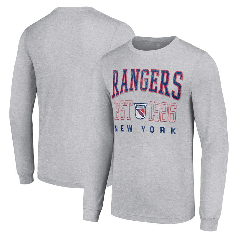 NHL New York Rangers Starter Retro Graphic Long Sleeve Crew T-Shirt - Heather Gray