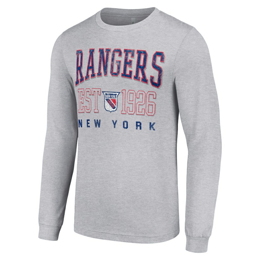 NHL New York Rangers Starter Retro Graphic Long Sleeve Crew T-Shirt - Heather Gray