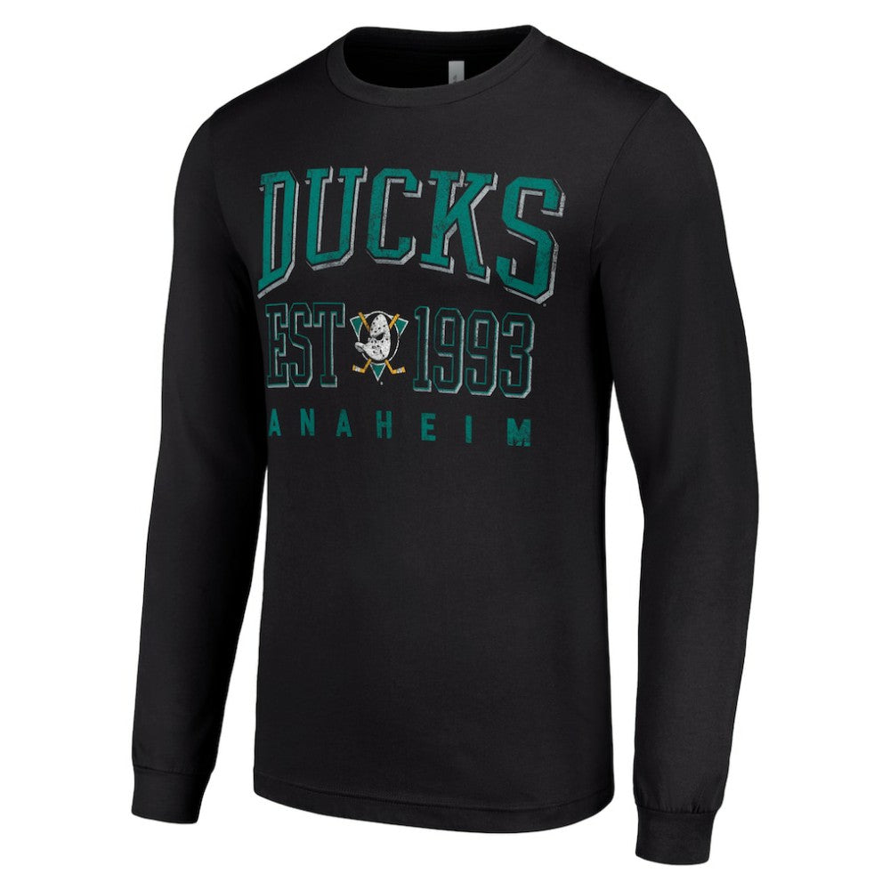 NHL Anaheim Ducks Starter Retro Graphic Long Sleeve Crew T-Shirt - Black
