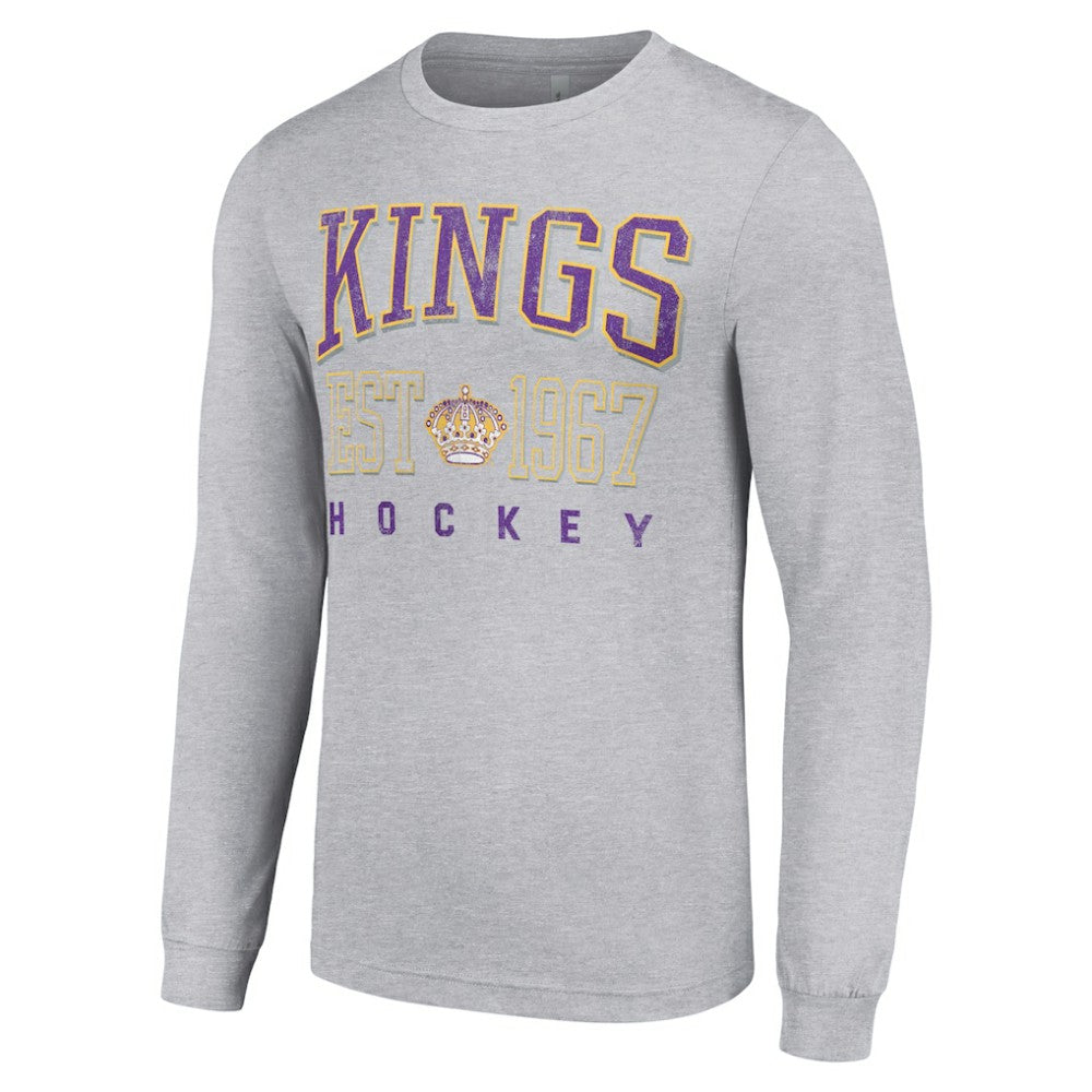NHL Los Angeles Kings Starter Retro Graphic Long Sleeve Crew T-Shirt - Heather Gray