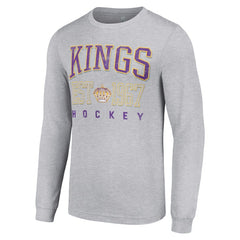 NHL Los Angeles Kings Starter Retro Graphic Long Sleeve Crew T-Shirt - Heather Gray