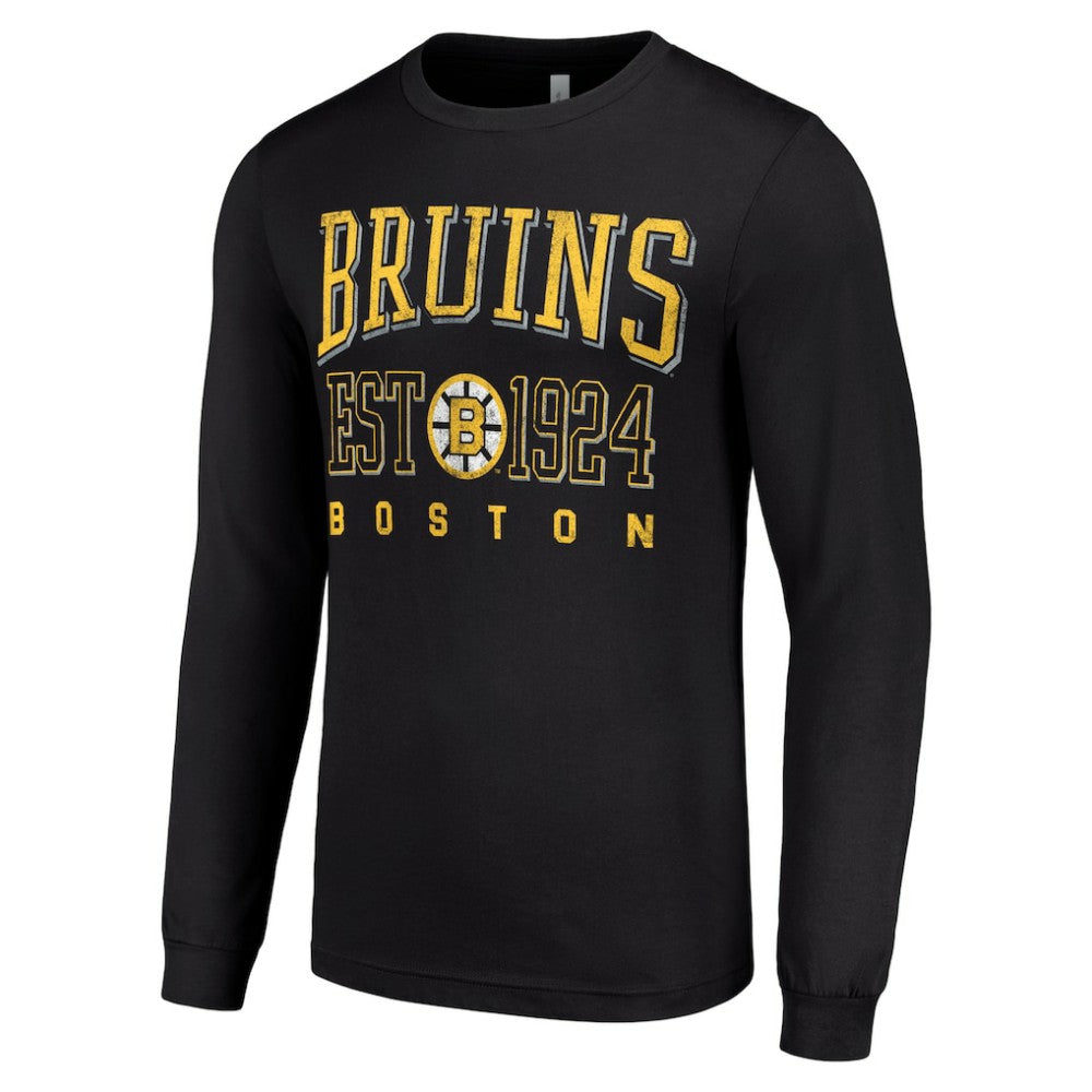 NHL Boston Bruins Starter Retro Graphic Long Sleeve Crew T-Shirt - Black