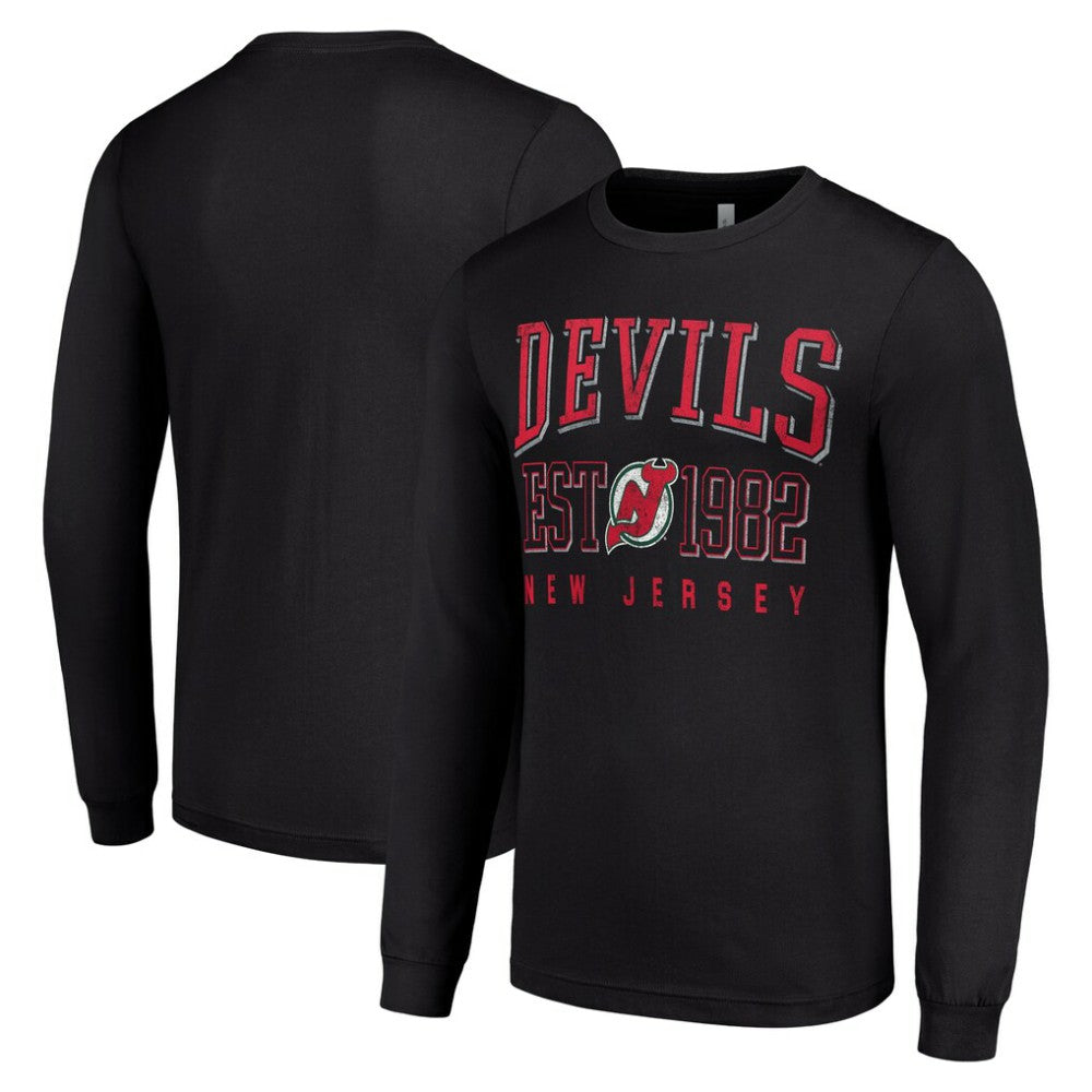 NHL New Jersey Devils Starter Retro Graphic Long Sleeve Crew T-Shirt - Black