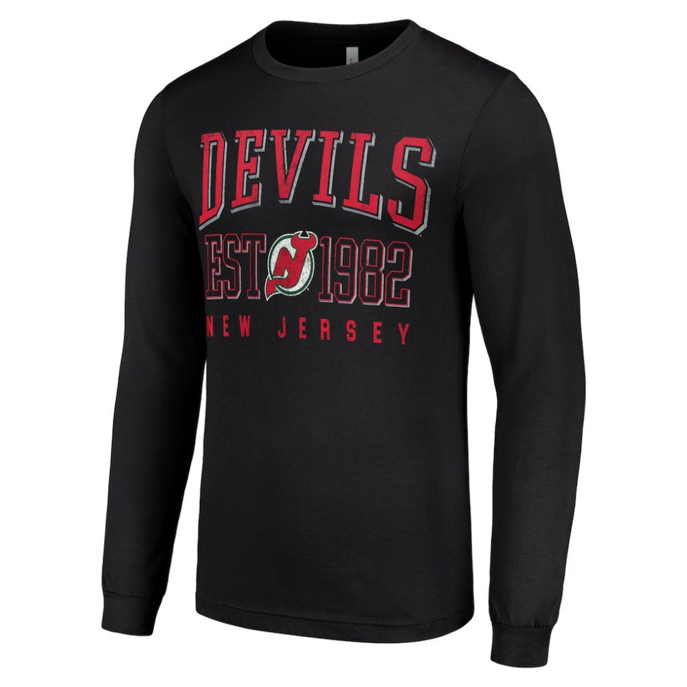 NHL New Jersey Devils Starter Retro Graphic Long Sleeve Crew T-Shirt - Black