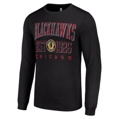 NHL Chicago Blackhawks Starter Retro Graphic Long Sleeve Crew T-Shirt - Black