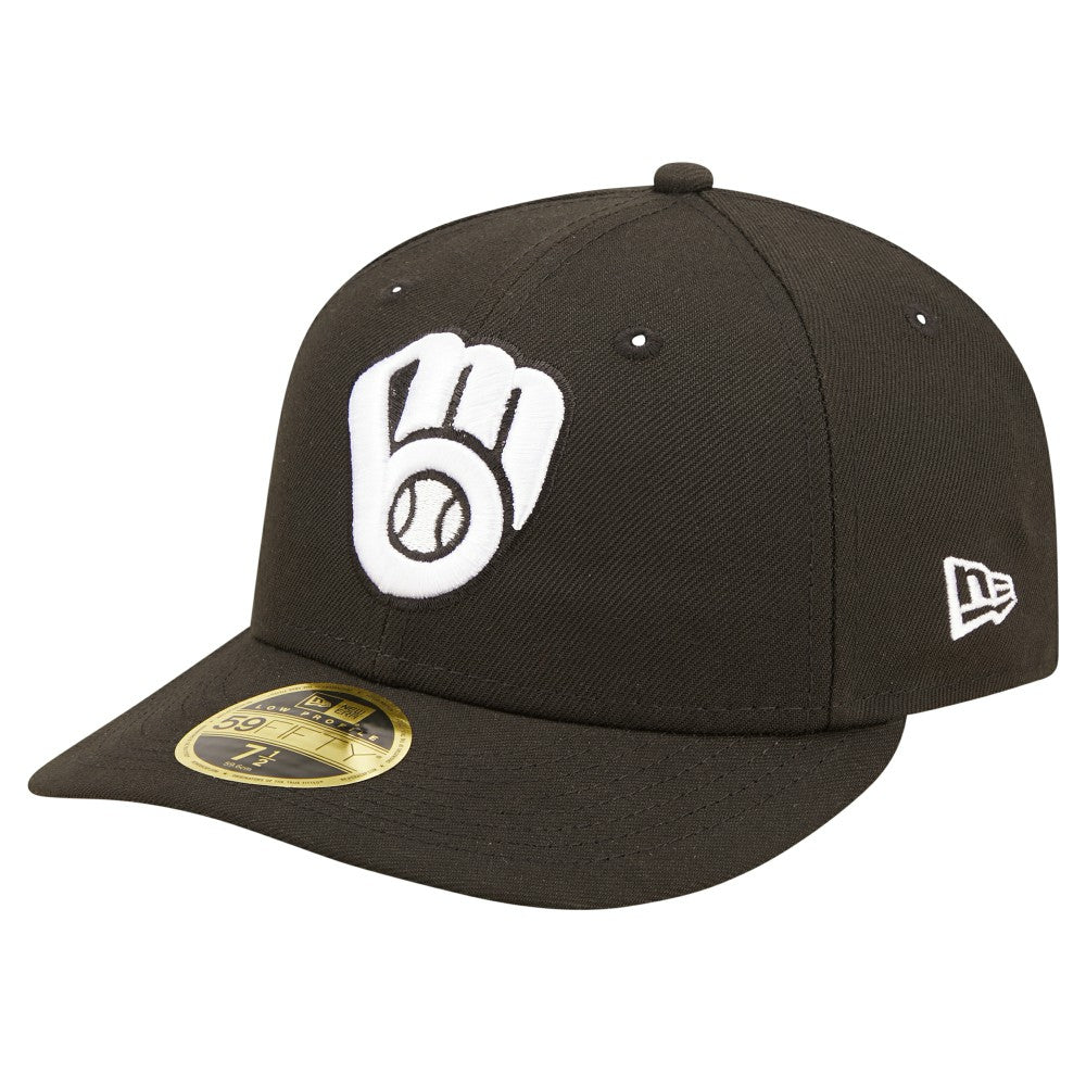 Milwaukee Brewers New Era Low Profile 59FIFTY Fitted Hat - Black Hats