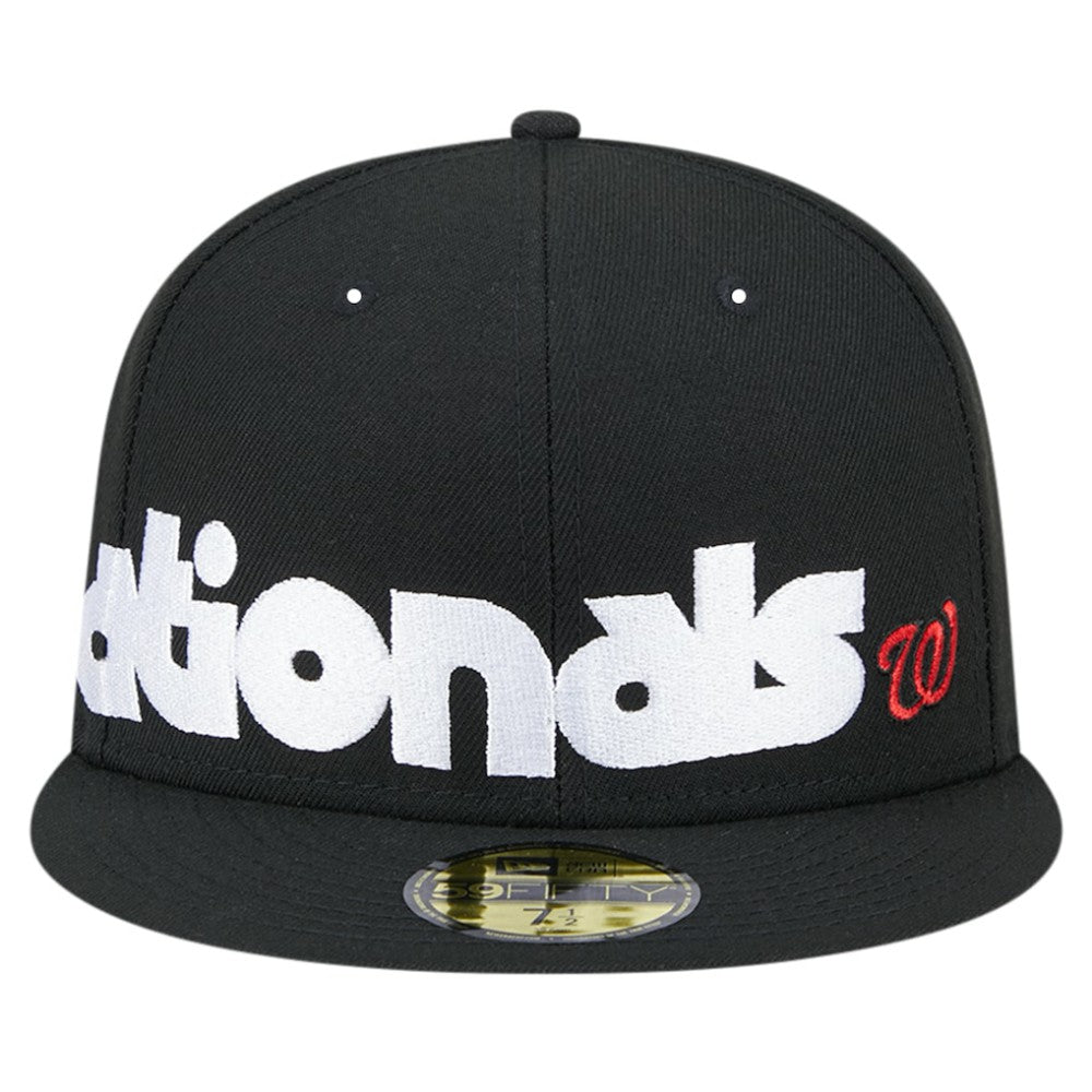Washington Nationals New Era Checkered Undervisor 59FIFTY Fitted Hat - Black Hats