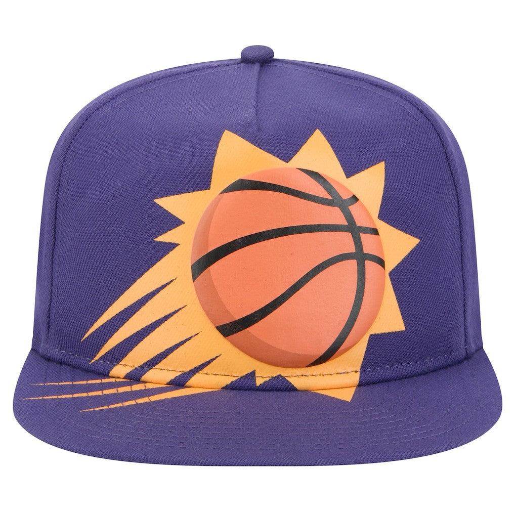 Phoenix Suns Oversized Puff Print Logo Golfer Snapback Hat Purple