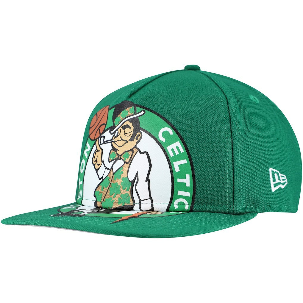 Boston Celtics Oversized Puff Print Logo Golfer Snapback Hat Kelly Green